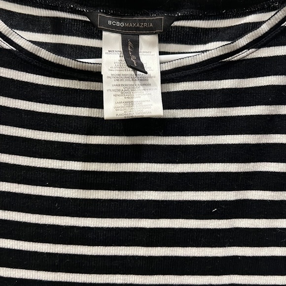 BCBGMAXAZRIA dress size small black with white stripes - Picture 2 of 3